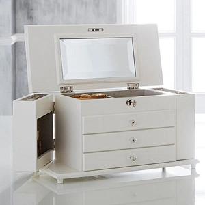 Custom wooden mirror jewelry storage box organizer with drawer
