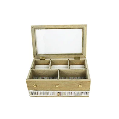 White pink wooden mirror jewelry box