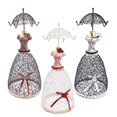 Black Antique Lady Shaped Necklace Earring Bracelet Holder Rack Jewelry Display Stand