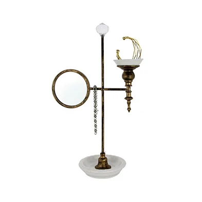 Customized 2 layer earring ring necklace metal jewelry display stand for  with mini tray