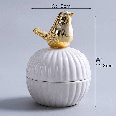 Nordic Style Golden Animal round ring jewelry box ceramic jewelry box