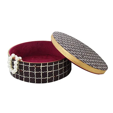 OEM service velvet&MDF round custom jewelry box