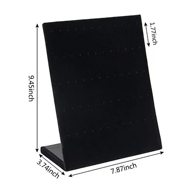 30 Pairs Black Velvet Fabric Earring Display Holder Organizer