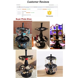 2-Tier Fountain Style Black Earring Hanger Jewelry Ring Dish Jewelry Stand
