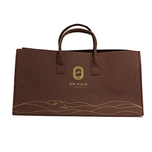 Wholesale customized logo brown felt tote shopping bag