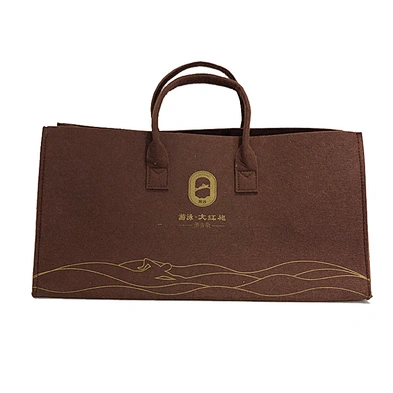 Wholesale customized logo brown felt tote shopping bag