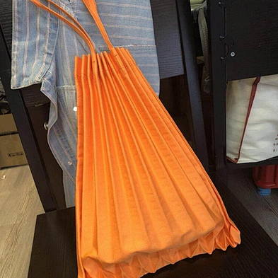 Casual Polyester Pleated Shopping Bag Single Shoulder Foldable Reusable Pleated Tote Bag