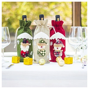 Home decor christmas wine bottle cover fabric christmas wine bottle cover