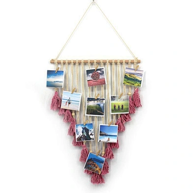 Home Decoration Fringe wall hanging wooden hanging DIY multi collage photo display
