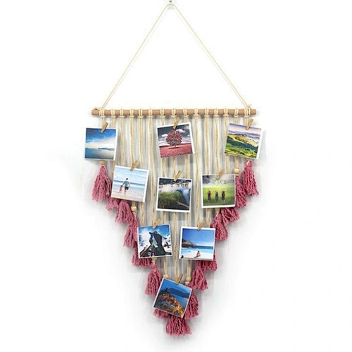 Home Decoration Fringe wall hanging wooden hanging DIY multi collage photo display