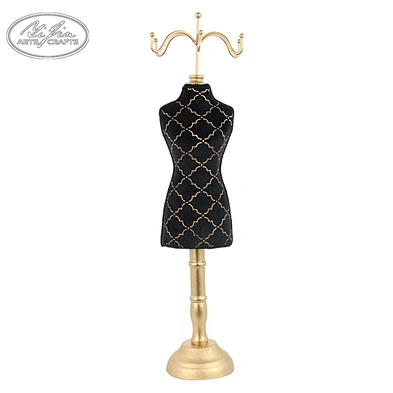 Customized new gold metal hook black dress form jewelry display fashion jewelry dress holder