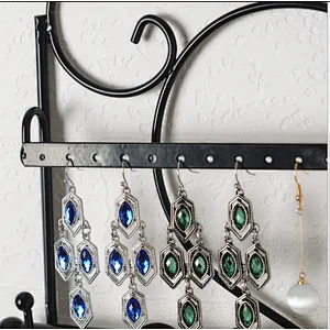 Customized wall hanging jewelry organizer black metal necklace earring key jewelry wall organizer