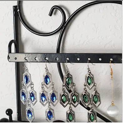 Customized wall hanging jewelry organizer black metal necklace earring key jewelry wall organizer