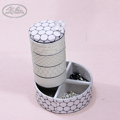 Jewelry Cosmetic Display Round  Boxes Handmade Fabric Covered Jewelry Storage  Boxes