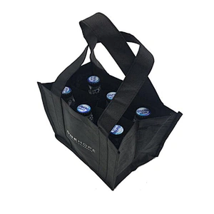 Custom non woven wine bottle bag 100% recycled fabric picnic wine bag for holding 6 bottles