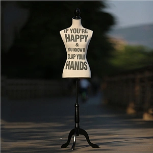 Adjustable Black Words Linen Upper-Body Window Display Mannequin
