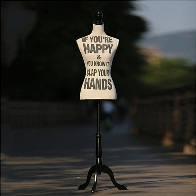 Adjustable Black Words Linen Upper-Body Window Display Mannequin