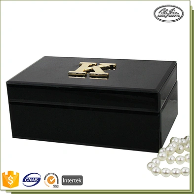 Velvet custom glass jewelry box custom logo