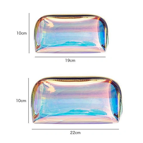small pvc transparent magic laser cosmetic bag colorful laser hand makeup bag