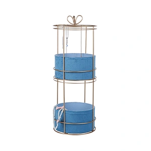 Round metal gold necklace bracelet jewelry display stand