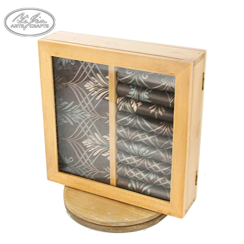 Vintage Rotating Wooden Ring Jewelry Display Storage Box With Glass Lid