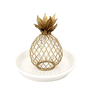 Home Decoration gold banana shaped ceramic jewelry tray