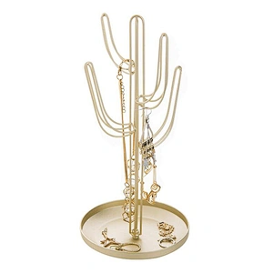 Fashion Gold-Tone Metal Cactus-Shaped Jewelry Tower