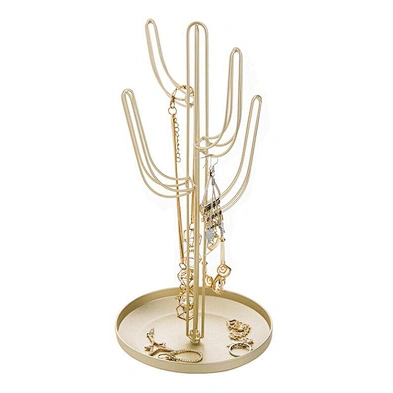 Fashion Gold-Tone Metal Cactus-Shaped Jewelry Tower