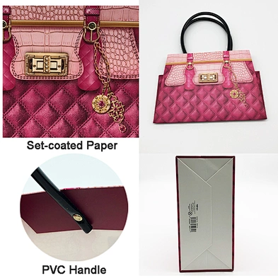 Customized Fancy Wedding Gift Packaging T Bag High End Durable Eco Small Jewelry Paper Gift Bags With PVC Handle