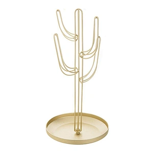 Fashion Gold-Tone Metal Cactus-Shaped Jewelry Tower