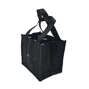 Custom non woven wine bottle bag 100% recycled fabric picnic wine bag for holding 6 bottles