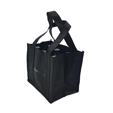 Custom non woven wine bottle bag 100% recycled fabric picnic wine bag for holding 6 bottles