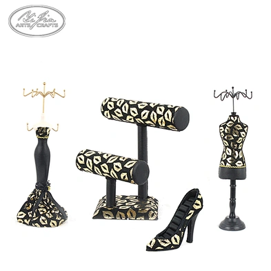 New arrival customized vintage decoration gold black necklace bracelet holder jewelry displays