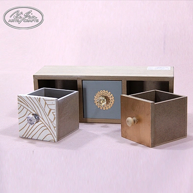 Cute decorative home organizer 3 drawers wooden storage box