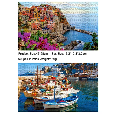 E-friendly paper puzzle ,high quality customized jigsaw puzzle, new design puzzle 500 pieces for entertainment