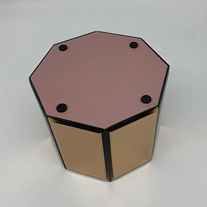 Desktop Storage Holder Rose Gold Home Makeup Brush Holder Office Stationery Organizer 4 Compartment wooden Pen Holder with glass