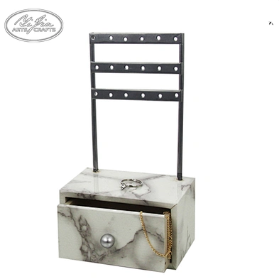 Wholesale custom fashion metal MDF earring jewelry display holder with drawer