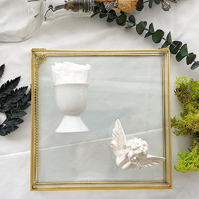Vintage Copper Edge Transparent Glass Mirror Jewelry Trinket Box Window Display Props Clear Glass Jewelry Box