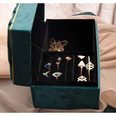 custom logo jewelry ring necklace box organizer flannel jewelry storage box luxury velvet jewelry box with mirror