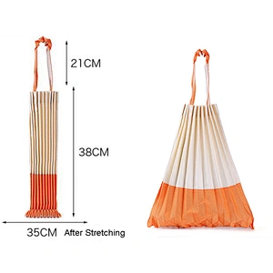 Casual Polyester Pleated Shopping Bag Single Shoulder Foldable Reusable Pleated Tote Bag