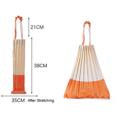 Casual Polyester Pleated Shopping Bag Single Shoulder Foldable Reusable Pleated Tote Bag