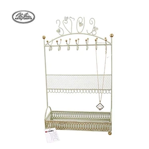 Pink heart shaped metal jewelry display stand for ring necklace