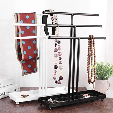 Modern Black Metal 3 Tier Tabletop Bracelet & Necklace Jewelry Organizer Display Tree Rack Ring Tray