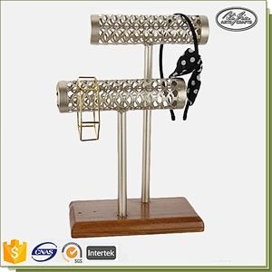 Double t-bar shape metal&mdf display stands for jewelry