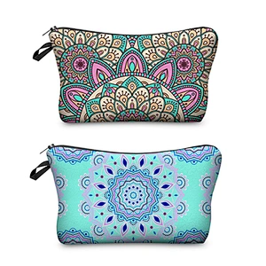Fashion Cosmetic Bags 3D Printed Vintage Pattern Ladies Makeup Bag With Zipper