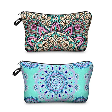 Fashion Cosmetic Bags 3D Printed Vintage Pattern Ladies Makeup Bag With Zipper
