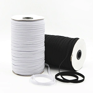 Wholesale 3-12mm white black color braided flat elastic band for protection products