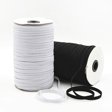Wholesale 3-12mm white black color braided flat elastic band for protection products