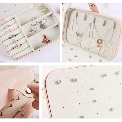Jewelry Box Necklace Ring Storage Organizer Double Layer Travel Synthetic Leather Women Jewelry Box Organizer