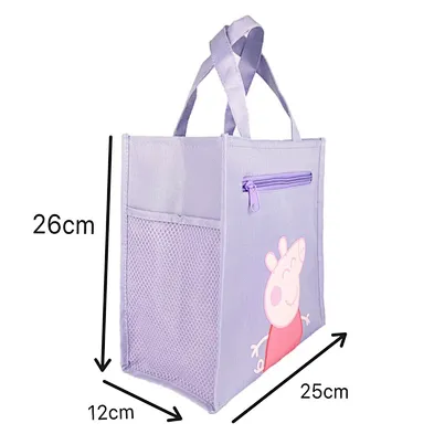 Custom Oxford Cloth Cute Cartoon Student's Book Handle Shopping Bag With Zipper